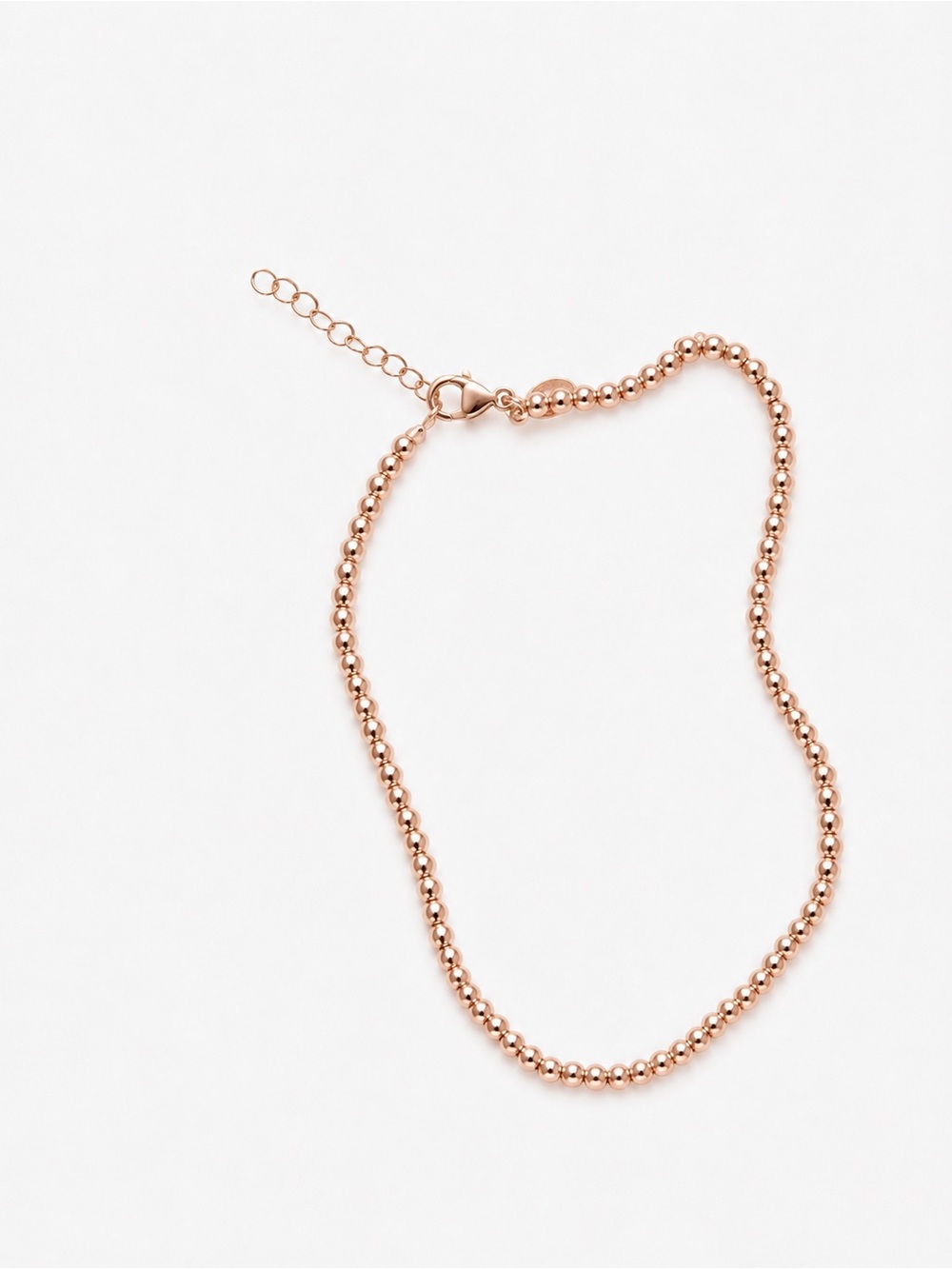 Solid 14k Rose Gold 3mm Bead Anklet 9-10”